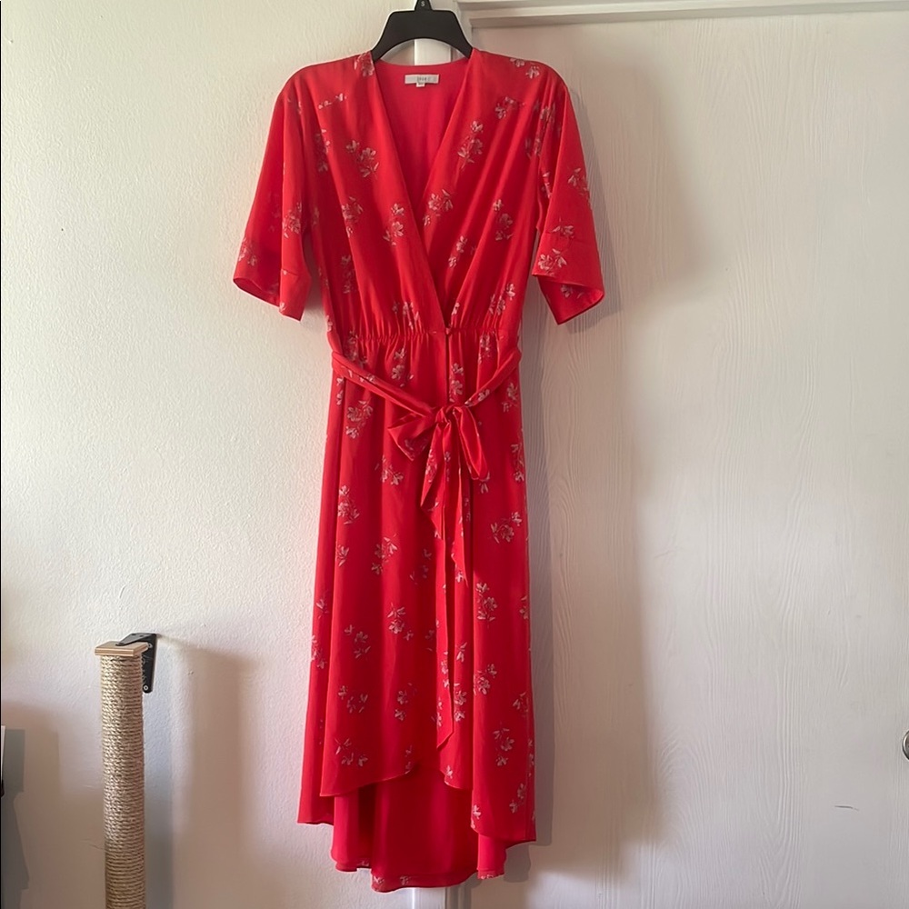 Joie Red Floral Wrap Dress